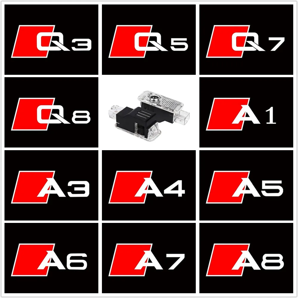 LED Car Door Welcome Ghost Shadow Light Accesorios For AUDI Q3 8U F3 Q5 8R FY Q7 4L 4M Q8 A3 A6 C5 C6 C7 C8 A1 A4 B6 B7 A5 A7 A8