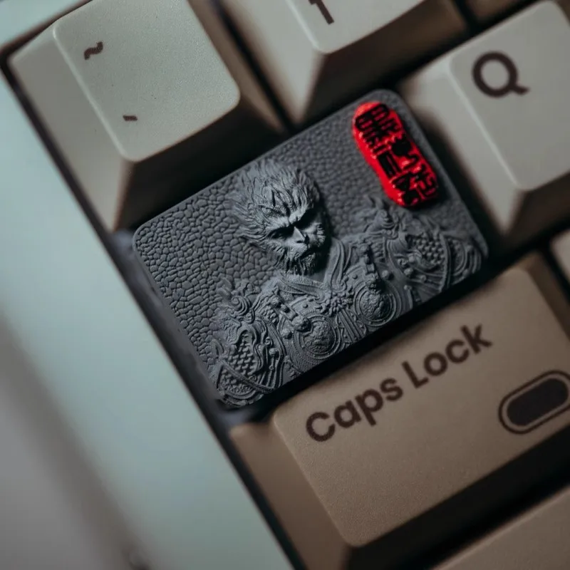 1-teilige mechanische Tastatur, 1,5 HE, 1,5 x Tab-Tastenkappe, handgefertigtes Harz, dunkelgraue Tastenkappe, schwarzer Mythos, Wukong-Tastenkappen für MX-Schalter