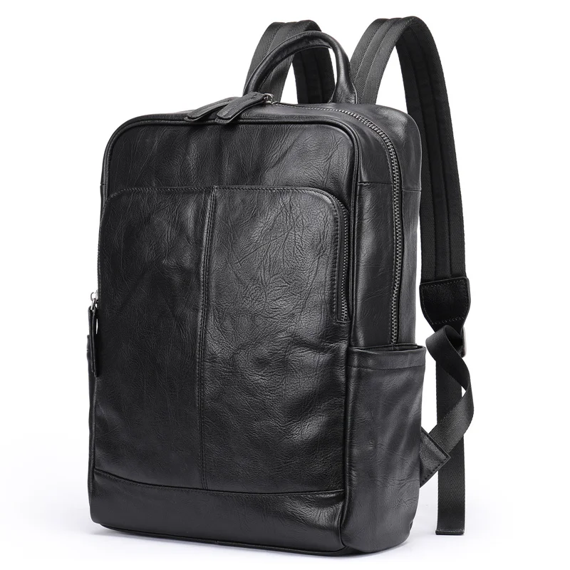 

Nesitu Highend A4 Vintage Coffee Black Top Grain Genuine Leather 14'' Laptop Women Men Backpack Cowhide Male Travel Bag M9196