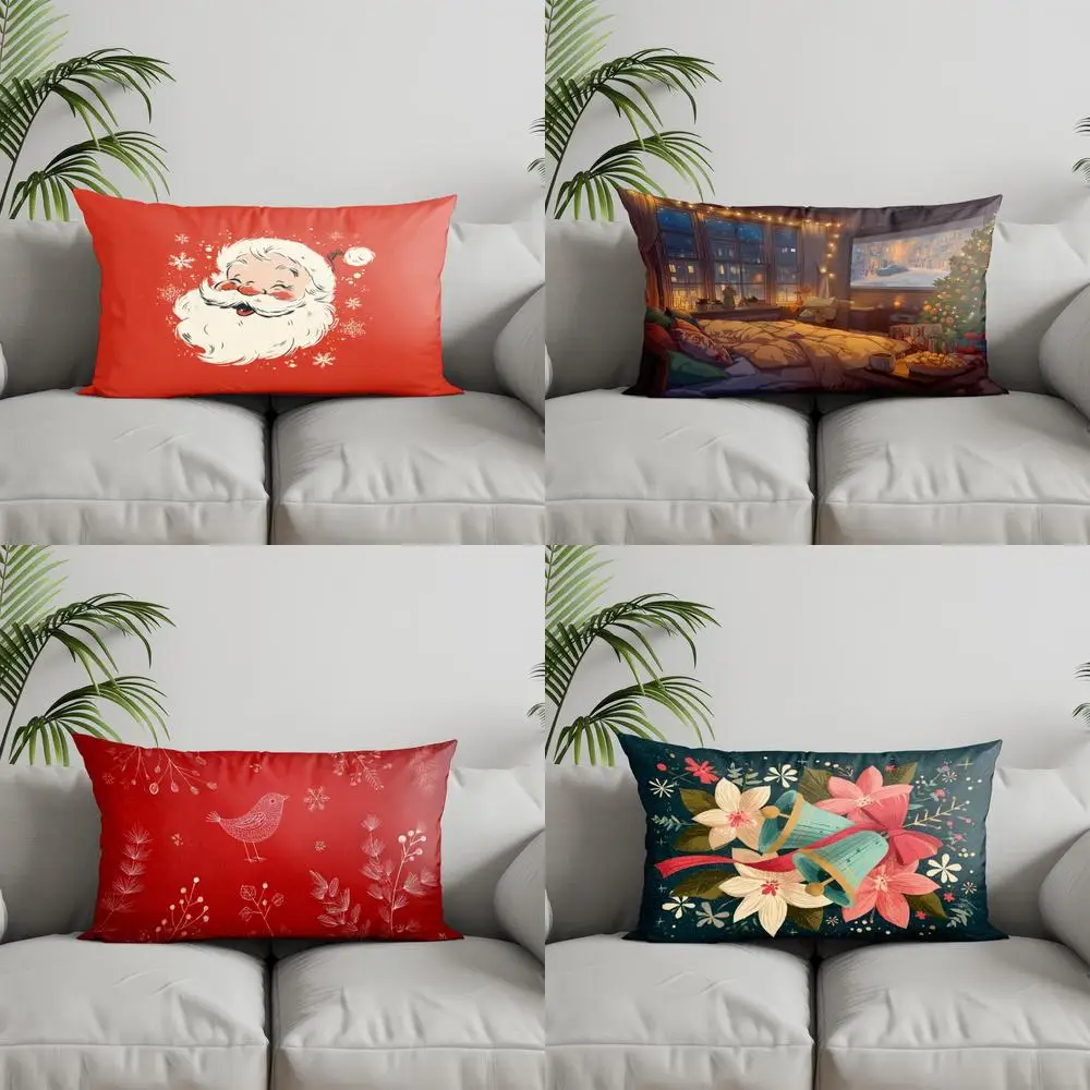 ديكور المنزل عيد ميلاد سعيد سانتا غطاء وسادة مناسبة ل أريكة غرفة نوم سيارة وسادة غطاء وسادة مستطيلة الظهر وسادة