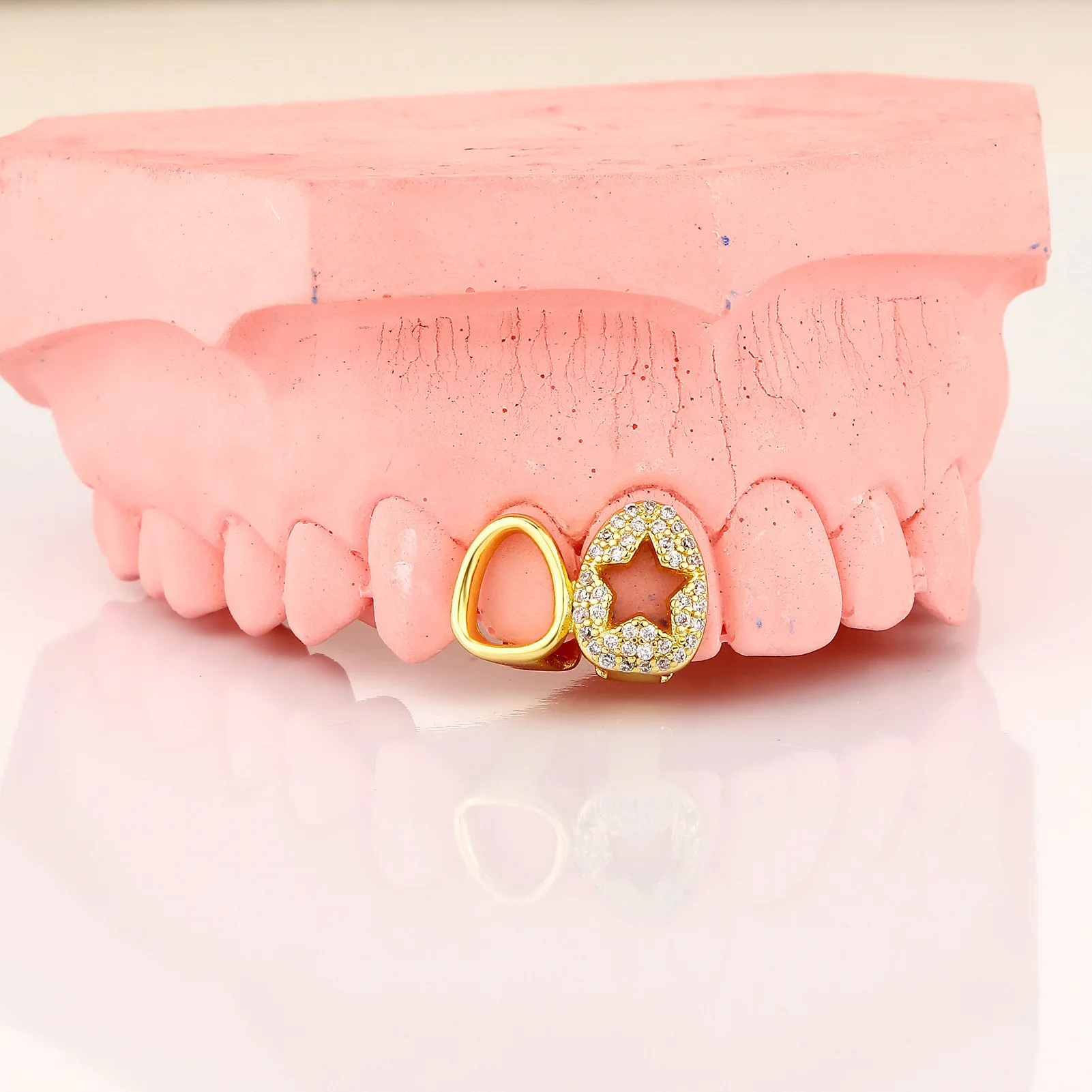 

YOUNGX Y2K винтажные блестящие циркониевые двойные полые звездные зубы Grillz Punk Iced Out CZ каменные зубные колпачки для женщин и мужчин ювелирные изделия косплей