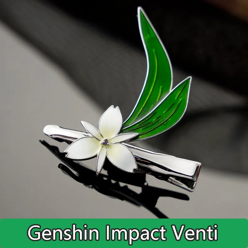 

Game Genshin Impact Venti 925 Silver Hairpin Cosplay Cecilia Flower Hair Clip Costume Props For Women And Girls Birthday Gifts