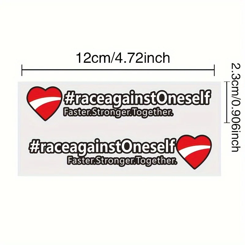 2Pcs/set raceagainstOneself Motivational Vinyl Stickers Waterproof Glossy Decals for Helmets Cars Laptops