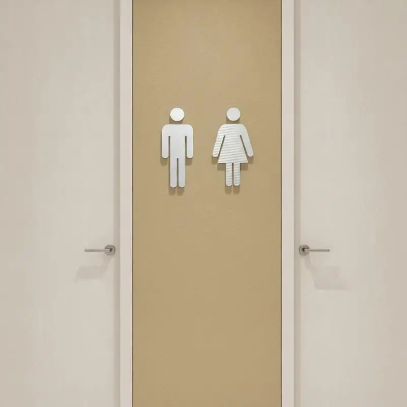Acrylic Bathroom Mirror Stickers Toilet Sign Mirror Home Hotel Washroom Door Sign Mirror Sticker 3D Acrylic Self-Adhesive