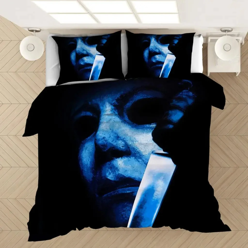 3D Print Horror Michael Myers Halloween Bedding Set Boys Girls Twin Queen Size Duvet Cover Pillowcase Bed Kids Adult