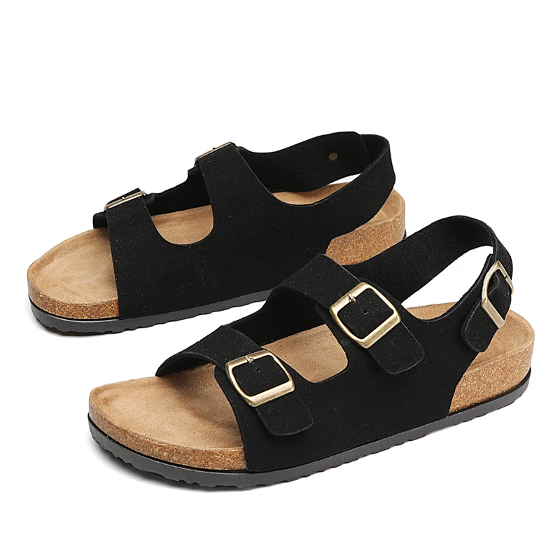 Summer Light Double Button Sandals Shoes Suede Slippers Men Sandals Fashion Handmade Casual Platform Outdoor Men Beach Sandals