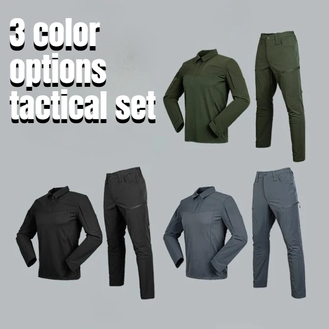 

Breathable Quick Drying Tactical T-shirt Set Lightweight and Elastic Outdoor Workwear Training Clothes Daily Casual Hiking Top