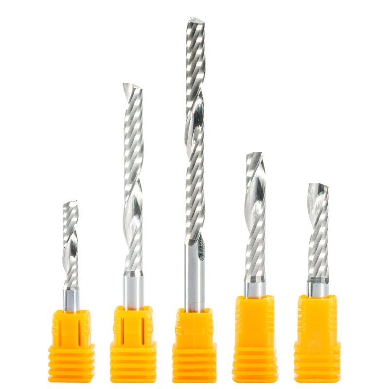 10pcs One Single Flute Spiral Carbide Tungsten Steel Milling Cutter CNC 3D Engraving Router Bit Acrylic PVC Wood MDF 3.175/4/5/6