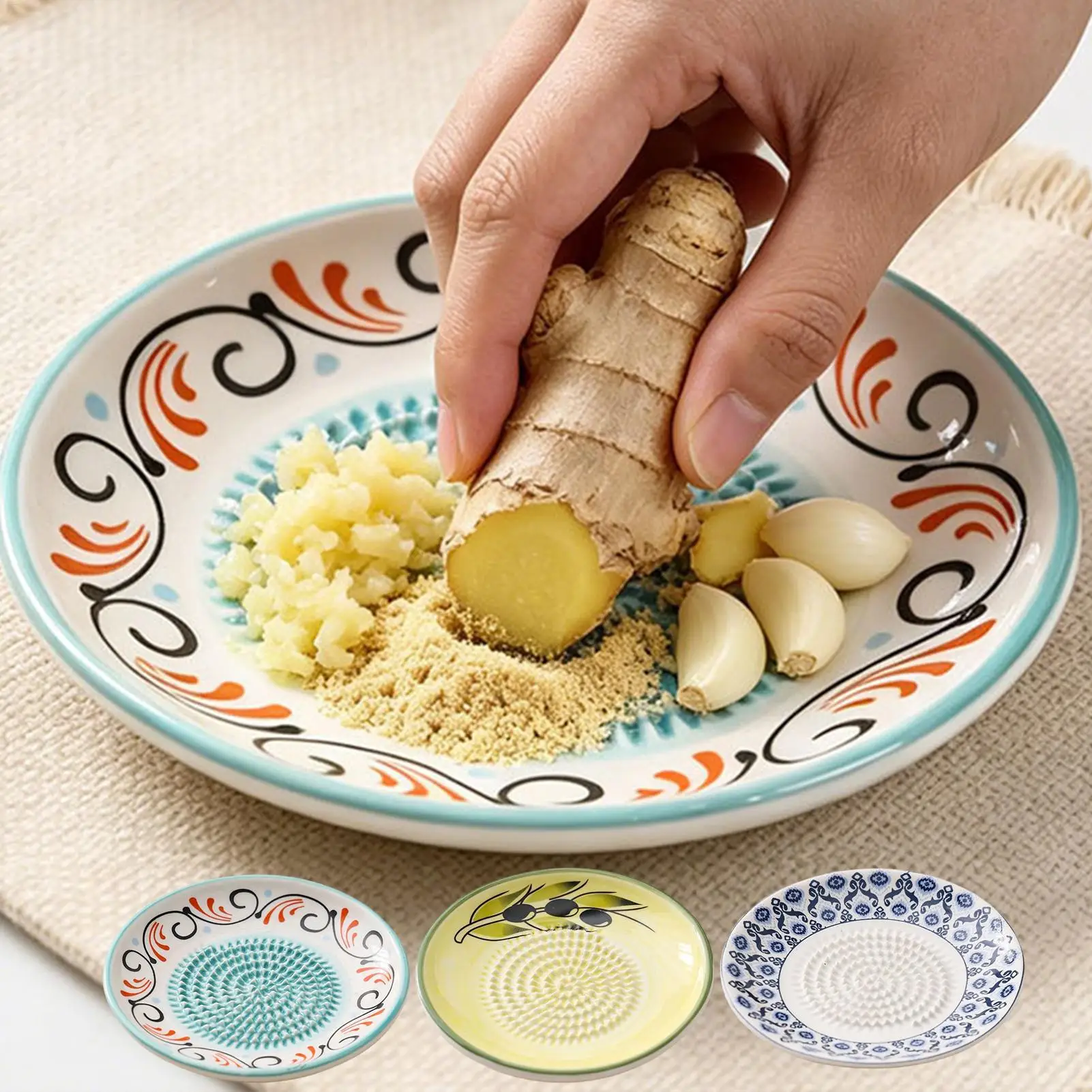 Grater Plate Manual Ceramic Dishwasher Safe Mincer Ginger Garlic Hand Grating Plate for Ginger Chocolate Cheese Wasabi Carrot