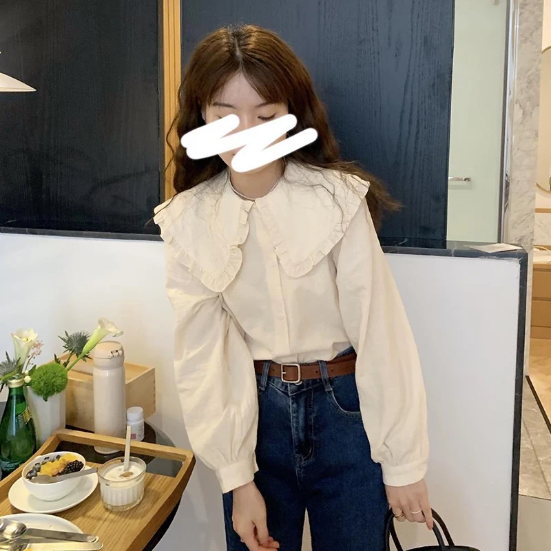 Ele Vintage Long Sve Loose irt Women's Chic Collarl Floral Patterned Autumn Spring Faion Korean Sle Blouse