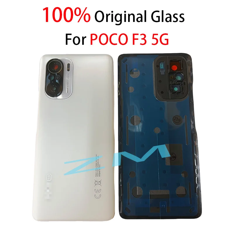 Poco F3 OEM A+ Back Glass Cover For Xiaomi For Poco F3 Back Door Replacement Hard Battery Case, Rear Housing Cover With Adhesive