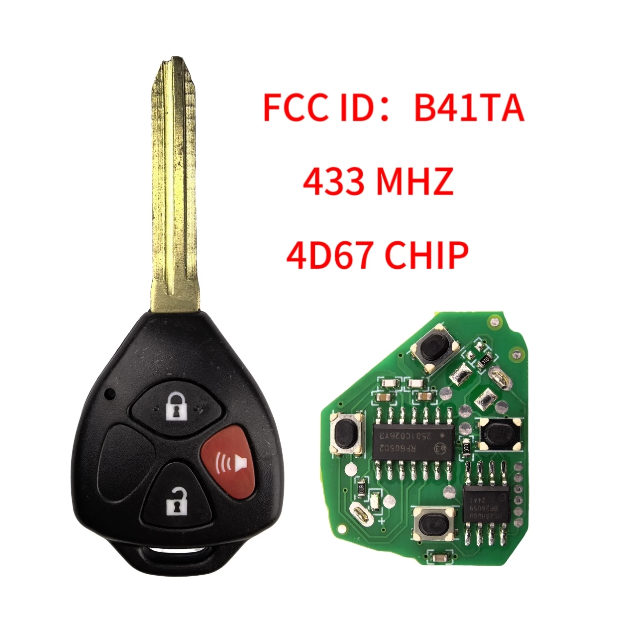 Jingxin 2/3/4-Tasten 314/433Mhz 4D67/G Chip Fernbedienung Autoschlüssel für Toyota Hiace Yaris Hilux Vigo Innova Corolla RAV4 FCC:B41TA B41TH – Detail 14