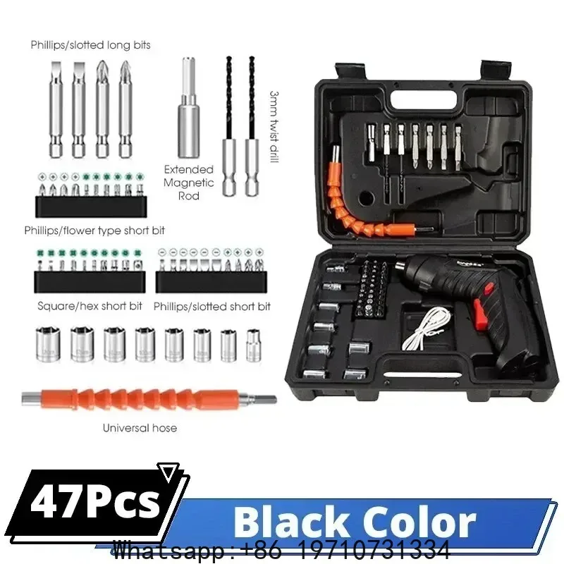 Electric Screwdriver Cordless 47 in 1 90° Rotatable Rechargeable Portable  with LED Light for Home Office DIY Repair