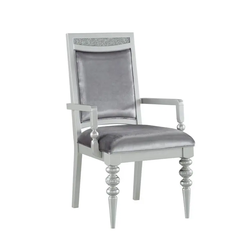 Set of 2 Fabric and Platinum Finish Armchairs