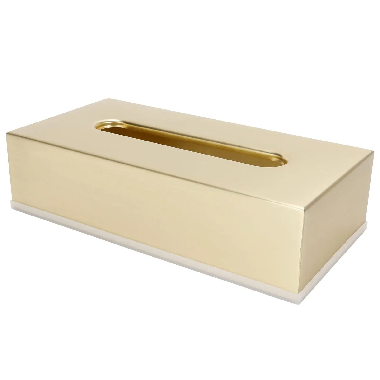 Innovative Gold Stainless Steel Rectangular Tissue Box Napkin Holder Container Car Home Decoration