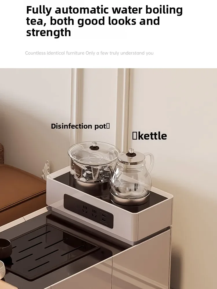 Movable coffee table, living room, home tea table, light luxury style sofa, side cabinet