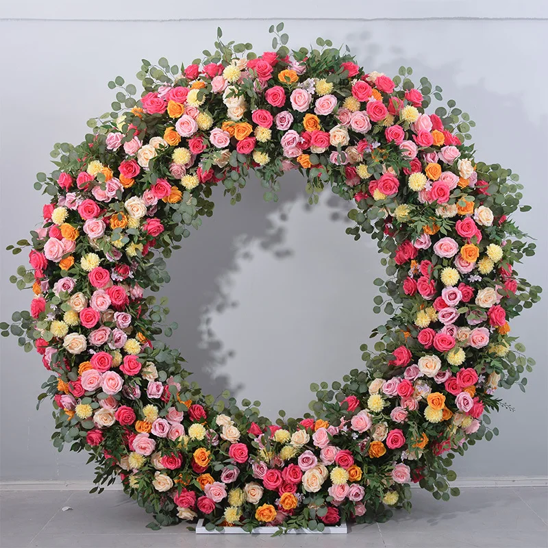 2 meters circle floral wedding stage background arrangement arch flower lawn wedding decoration fake flower