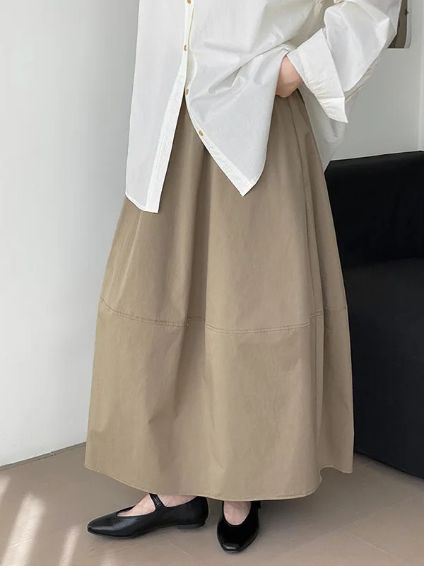 

Korean Sle Loose Fit Lantern Skirt Elastic Pleated Flower Bud Versatile f-length Skirt for Women Autumn Season Ciwalk
