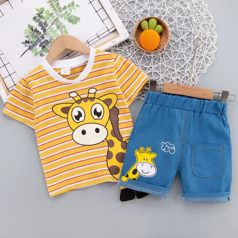 Summer Children Boys Clothing Kids Cartoon T-Shirt Shorts 2Pcs/Set Toddler Leisure Sport Suits Baby Cotton Tracksuits 0-5 Years