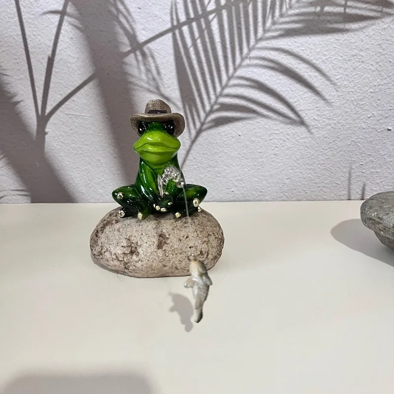 Creative Quirky Long Legged Frog Statue Cartoon Vacation Animal Sculpture Personalized Home Desktop Interior Decor