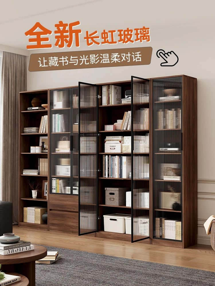 

Household living room wall display cabinet rack with glass door whole wall floor cabinet