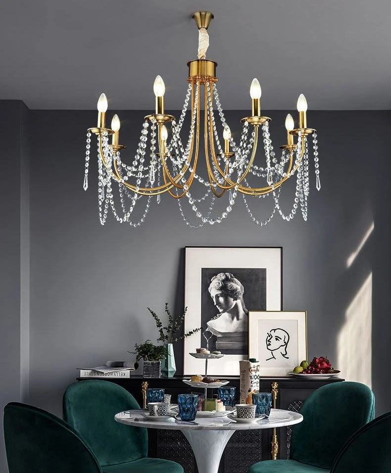 American minimalist crystal living room chandelier bedroom dining room home atmospheric lighting fixtures