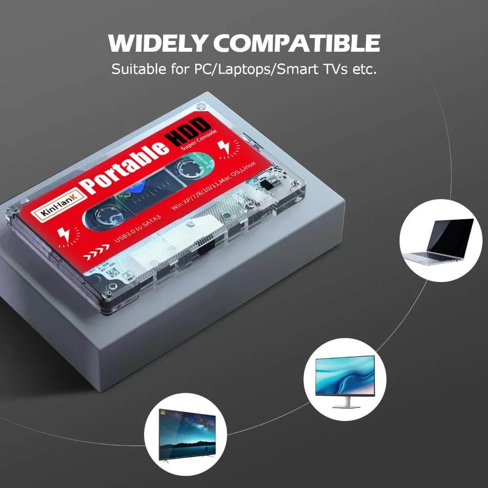 محرك الأقراص الصلبة الخارجي المحمول 2 تيرابايت مع 120000 الألعاب الكلاسيكية المحملة مسبقًا Batocera 33 نظام الألعاب الرجعية التوصيل اللعب للكمبيوتر المحمول