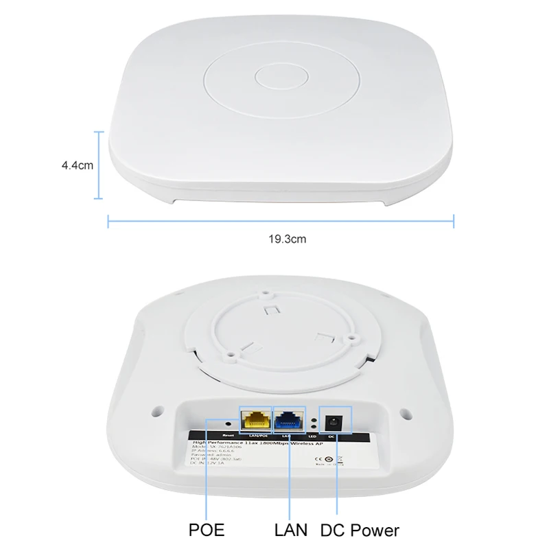 KuWFi-enrutador inalámbrico de techo, extensor de rango WiFi de 1800Mbps, AP 2,4G y 5,8G, 11AX, punto de acceso, LAN Gigabit, 48V, POE