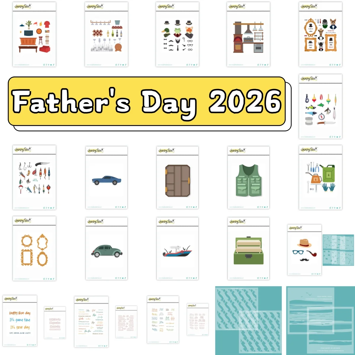 Newest Boat Car Tackle Box Fishing Vest Kitchen Metal Cutting Dies Clear Stamps Stencil For DIY Scrapbook February Father