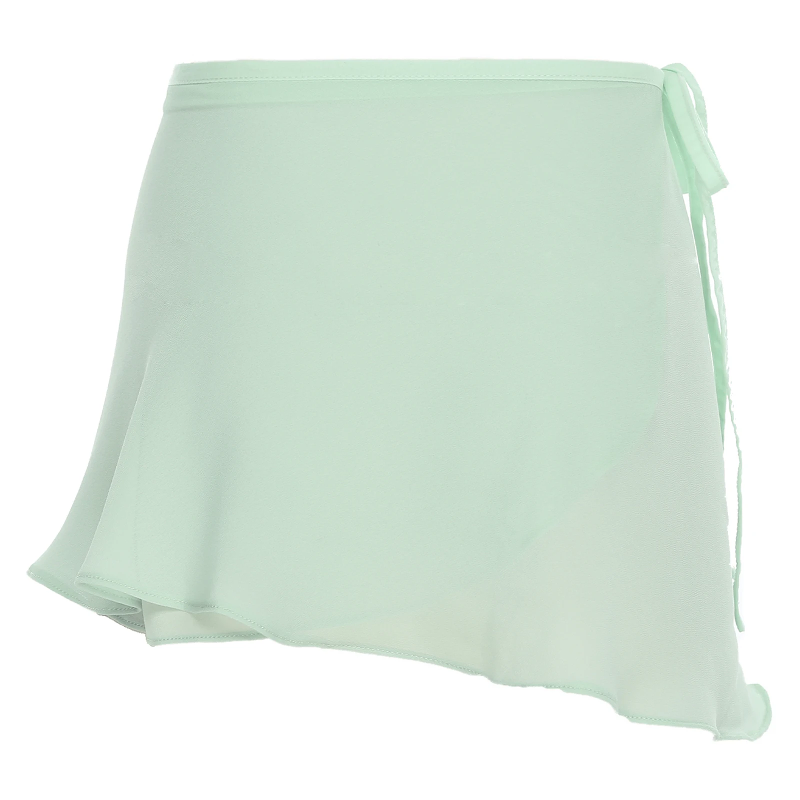 2025 여성용 플로위 시폰 댄스 스커트 사이드 타이 원피스 랩 스커트 댄스 레깅스 커버업 스커트 (발레 왈츠 댄스 수업용)