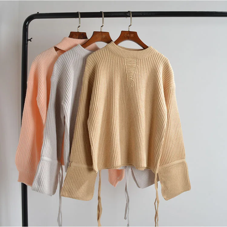 

Laid-ba Sle Oversized Thi Knit Pullover Sweater Long Sve round Ne Commute Regular Thin Winter Color
