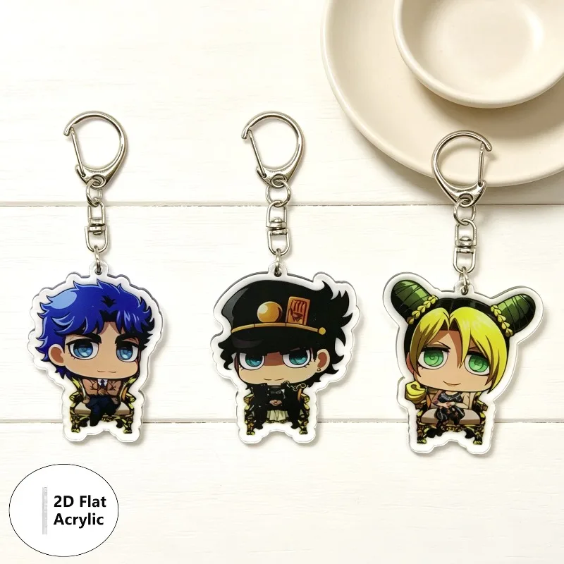 6/8 Stück/Set Anime JOJO Bizarre Adventure Schlüsselanhänger für Accessoires Niedlicher Taschenanhänger Schlüsselring Acryl Cartoon Großhandel – Detail 3