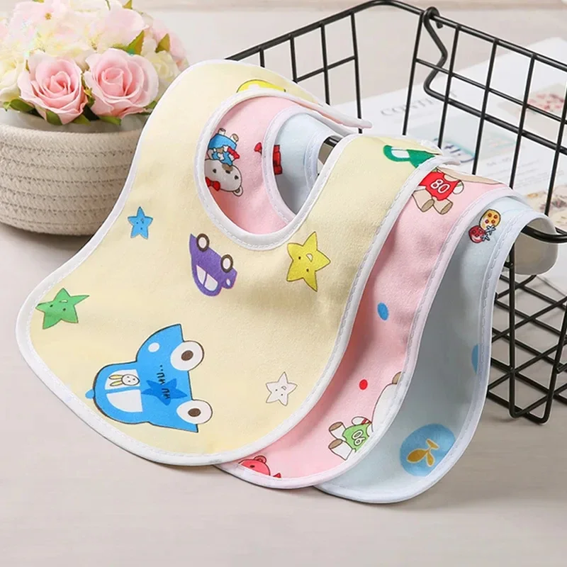 Baby Bibs Cotton Thickening Water Absorption Waterproof Bibs Baby Feeding Protection Burp Cloths Cartoon Pattern Fit Baby Stuff