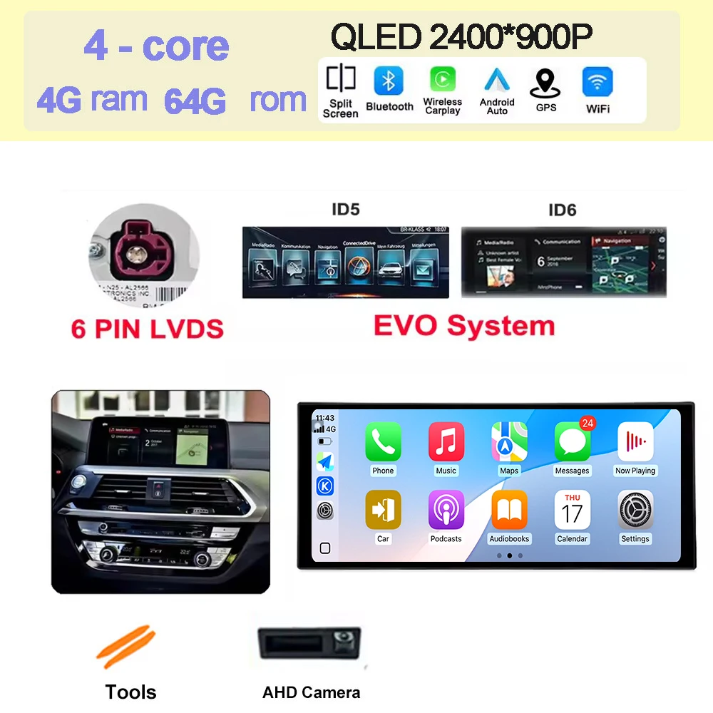 Android 15 Auto QLED Scherm 4G + Wifi Voor BMW X3 G01 X4 G02 2018 - 2022 EVO Systeem autoradio Multimedia Carplay DSP Stereo BT SWC
