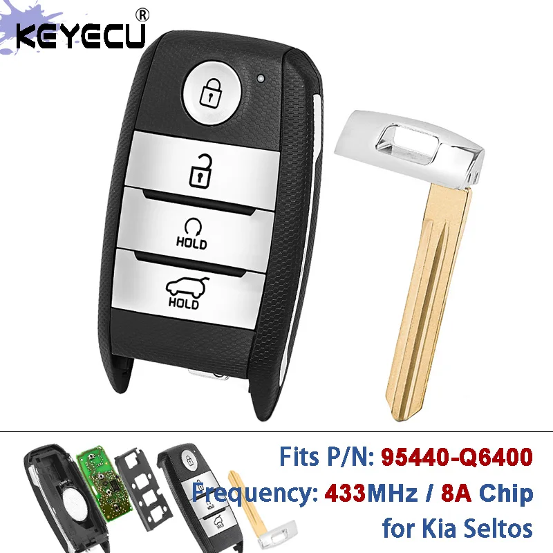 

Чип KEYECU 433 МГц, 8 А, артикул: 95440-Q6400 OEM-детали, умный дистанционный брелок без ключа для Kia Seltos, модель 2021 года