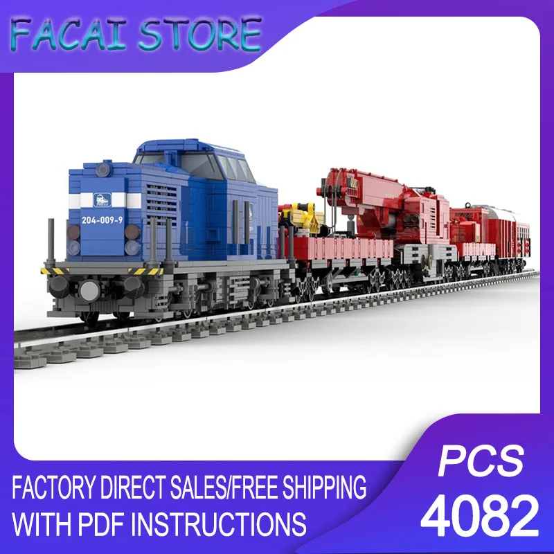 

Railway Train Moc Building Bricks Modular Emergency Crane Train Model Technology Blocks Christmas DIY Toy Construction Gifts