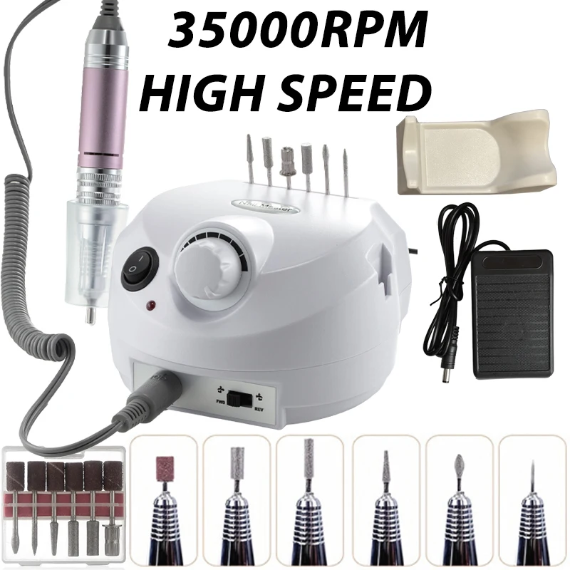 Electric Nail Drill 35000RPM – Efile Kit for Acrylic, Gel, Dip Powder – Manicure & Pedicure Tool for Home & Salon Use