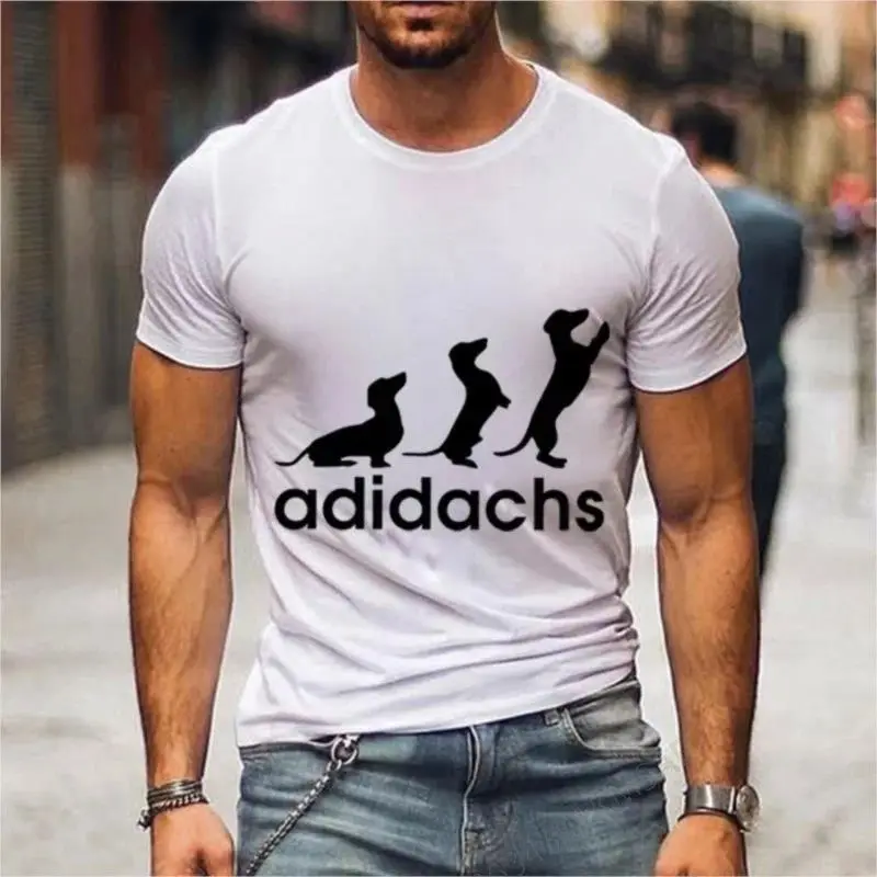 Men's Dachshund Dog Lover T-Shirt Customizable Graphic Shirt Personalized Hand-Painted Design Fashionable Casual Wear