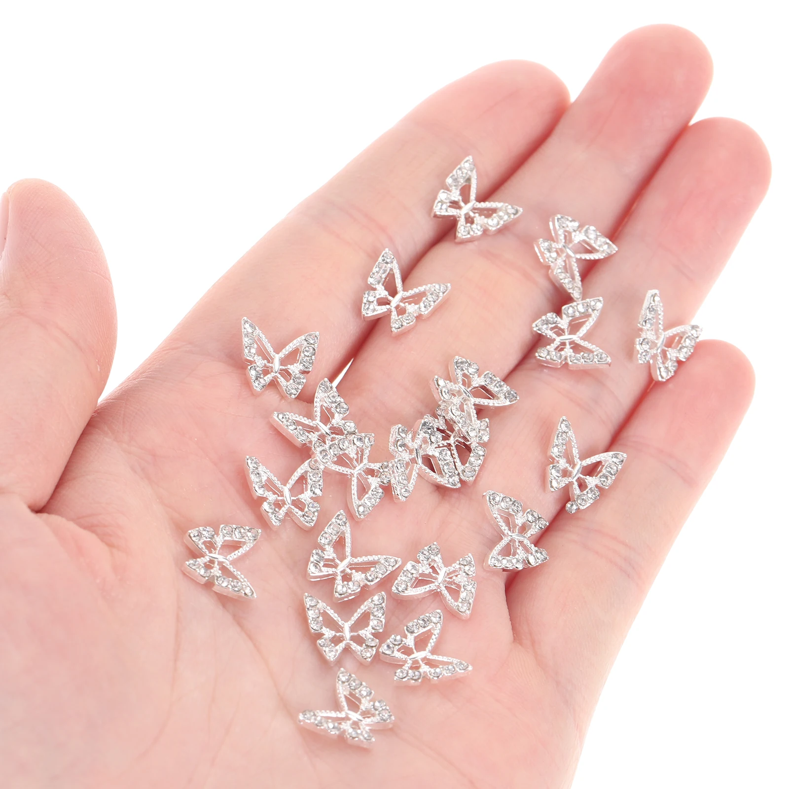 

20Pcs Butterfly Nail Art Charms Rhinestone Alloy Compact Size Perfect for DIY Nails Manicure Decorations Wedding Party Birthday