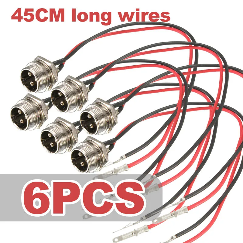 

Комплект из 5 водонепроницаемых авиационных разъемов GX16 (3 контакта) с кабелем 45 см для электросамокатов