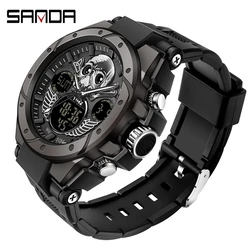 SANAD Top Brand 2024 New Men's Watches Sport Dual Display Watch 5ATM Waterproof Quartz Wristwatch for Men relogio masculino 6087