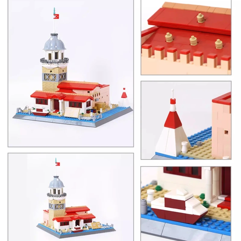 SEMBO トルコ イスタンブール マイデンタワー 組み立てブロック 手組み立て式 外国建築 クリエイティブモデル デスクトップ教育玩具