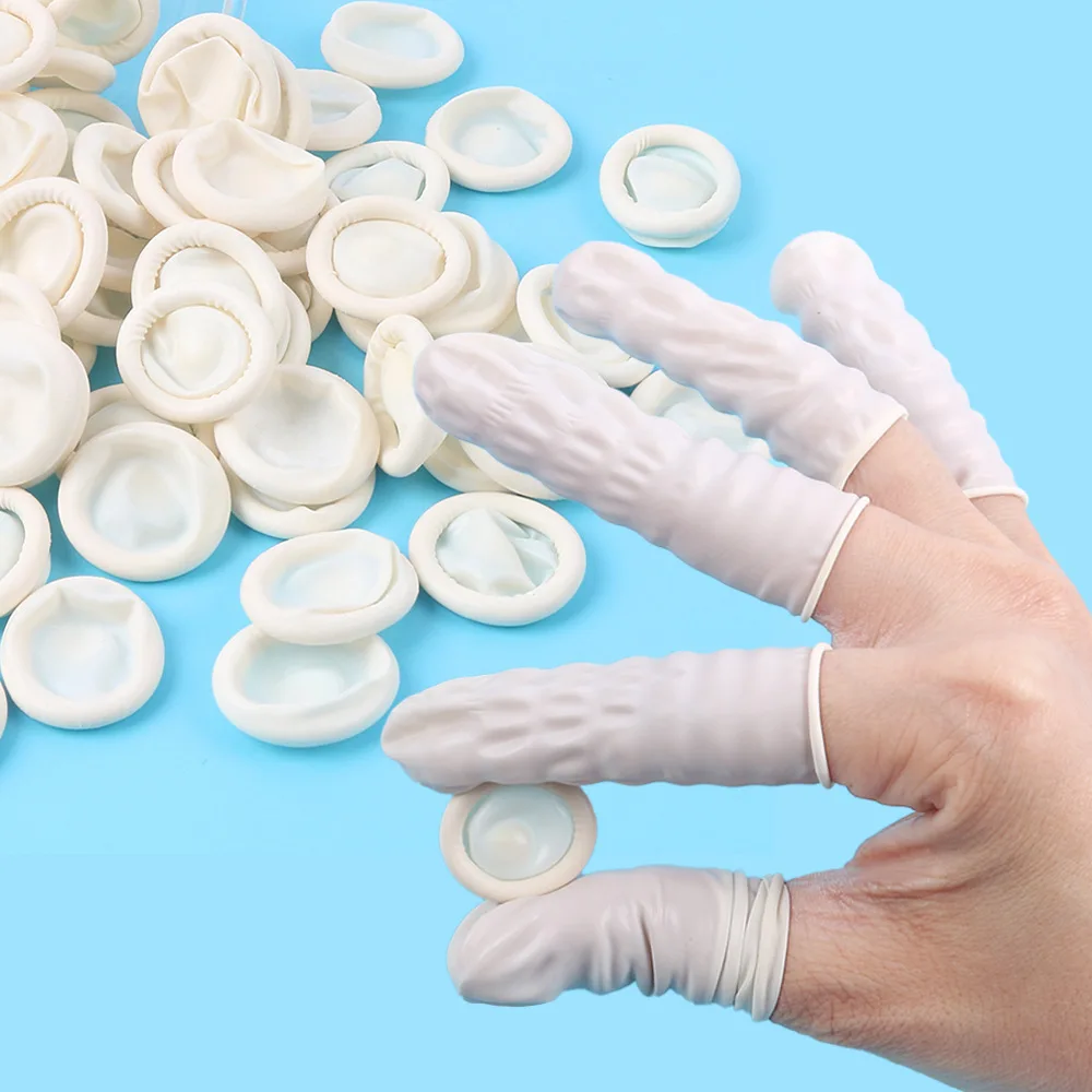 30-90Pcs Disposable Fingertips Protector Gloves Natural Rubber Non-slip Anti-static Latex Finger Cots Fingertips Durable Tool