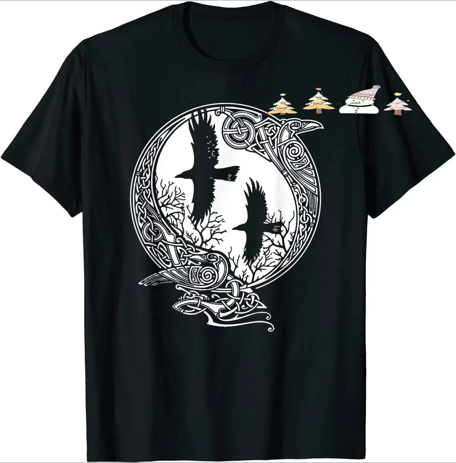 Norse Myth Odin Ravens Hugin and Munin T-Shirt 100% Cotton O-Neck Short Sleeve Summer Casual Mens T-shirt Streetwear