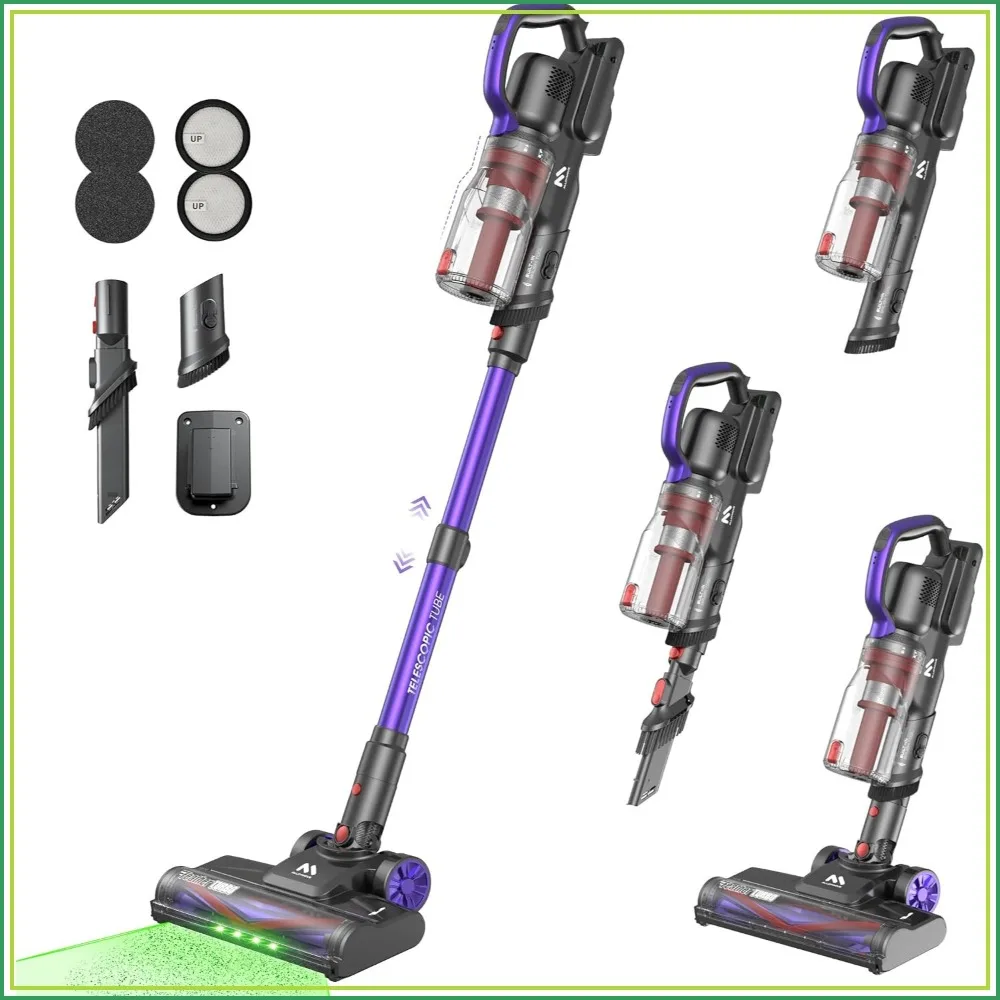 Cordless Vacuum Cleaner 45KPA, 60Mins Runtime, Lightweight Powerful Suction for Home, 3 Modes, Stick Vacuum for All Floors/Carpet/Pet Hair/Car