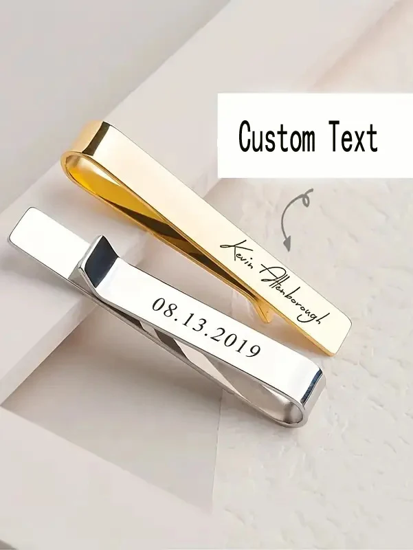 1 Pack Personalized Custom Wedding Tie Clip - Wedding Gift for Groom, Groomsmen & Father from Bride
