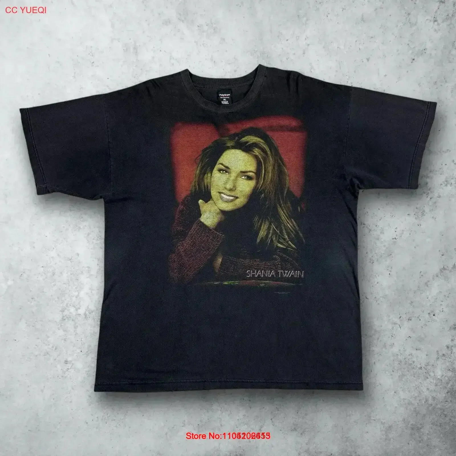 

Vintage Shania Twain Country Polygram T Shirt Men's Faded Black Size XL 90s vintage Washed fashion streetwear homme Soft