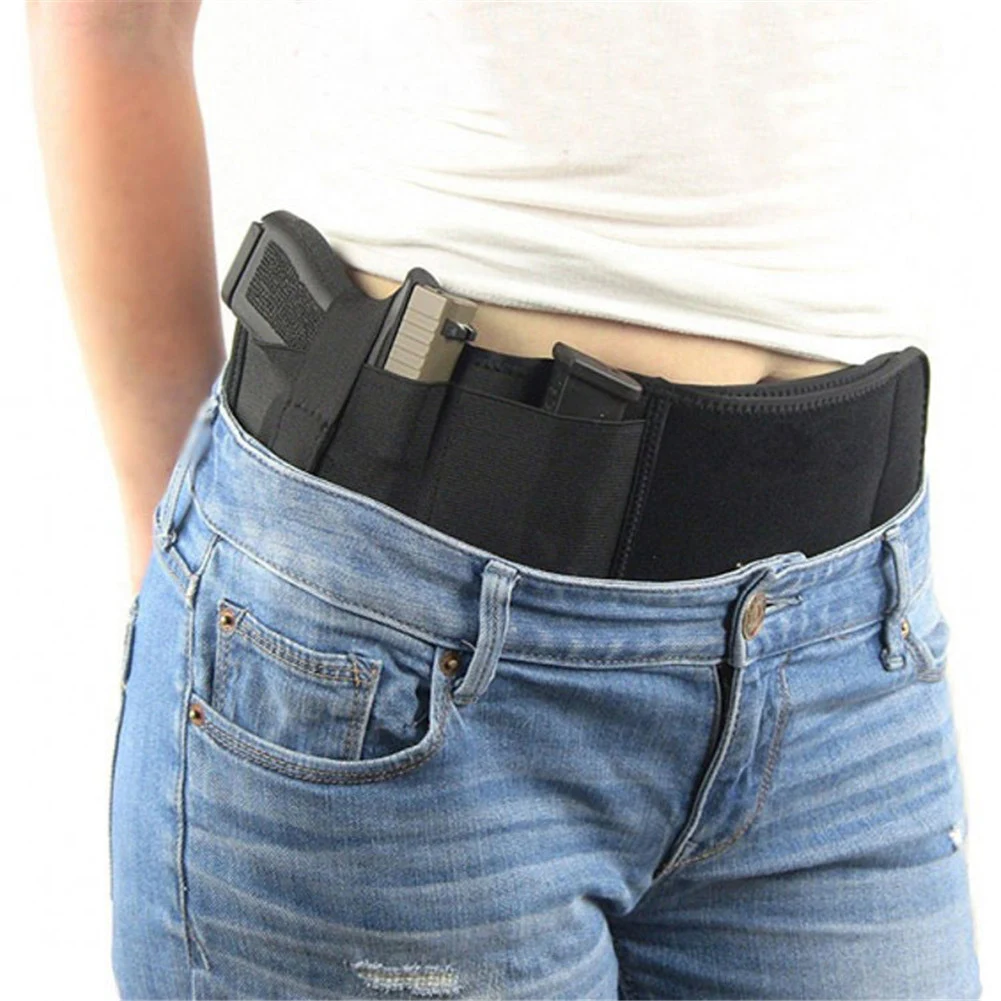 Concealed Pistol Holster Right-hand Belly BandCarry Case Invisible Elastic Waist Bag Girdle Belt Military Combat