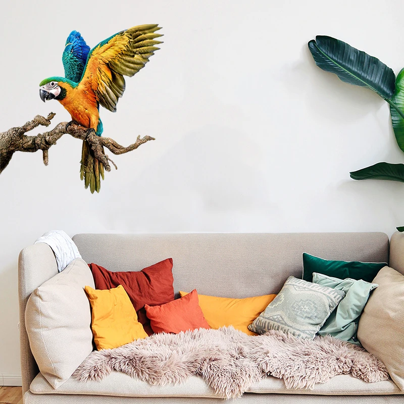 T148# Hand painted Parrot Wall Sticker Bathroom Toilet Decor Living Room Cabinet Home Decoration Decals