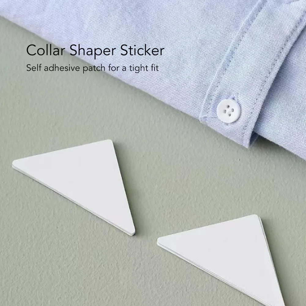 100pcs Self Adhesive Collar Support Stickers Triangular Shape Disposable Adhesive Collar Stays No Curl Design Shirt Neck Stays